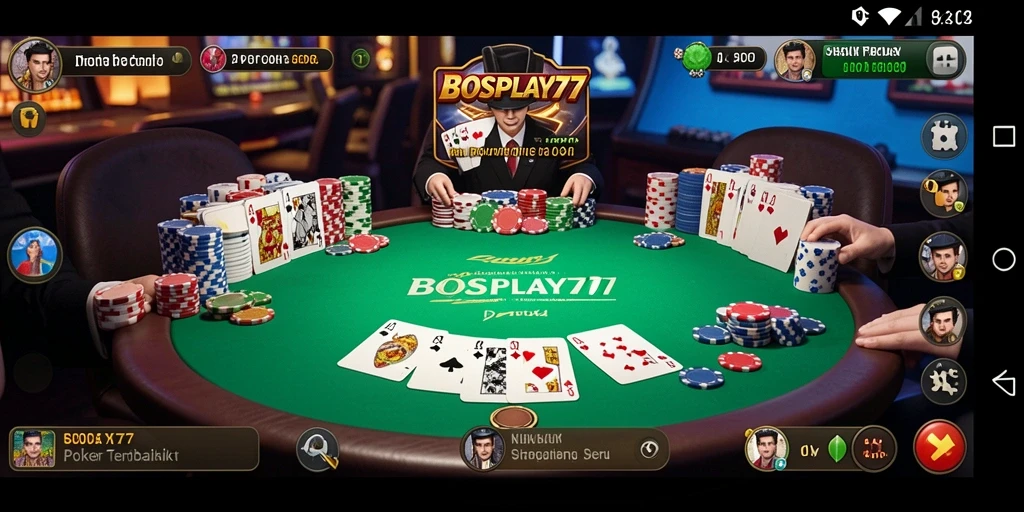 Screenshot gameplay poker yang mendebarkan di BOSPLAY77.