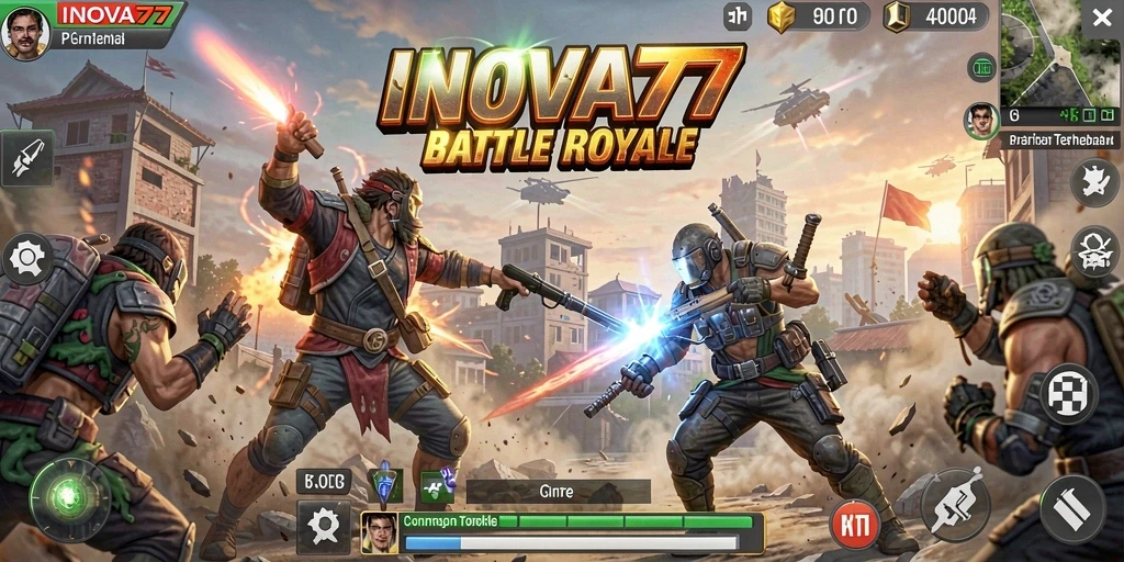 Tangkapan layar gameplay Battle Royale yang mendebarkan dari INOVA77.