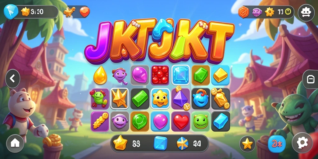 Screenshot JKTJKT menampilkan aksi seru dalam Game Match-3.