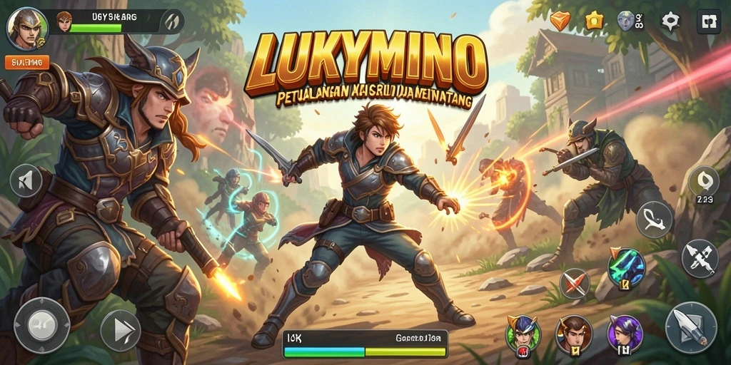 Tampilan gameplay yang mendebarkan di LUKYMINO dengan aksi intens.