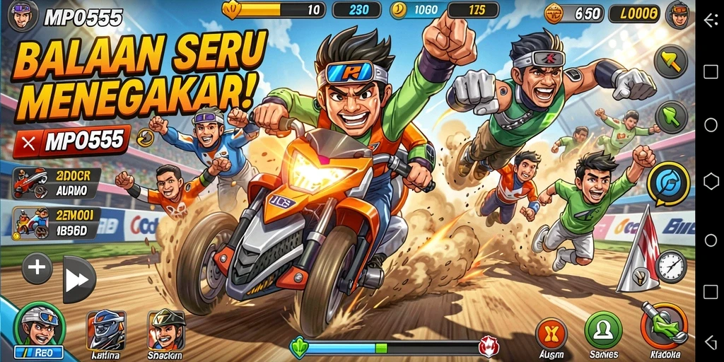 Tampilan gameplay MPO555 yang penuh aksi dan kecepatan.