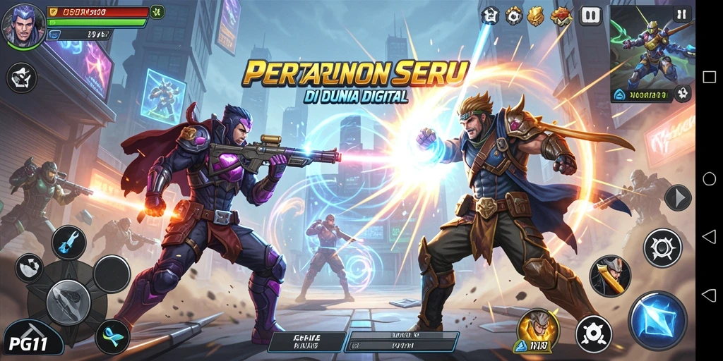 Tampilan gameplay PG11 yang memukau dalam pertarungan.