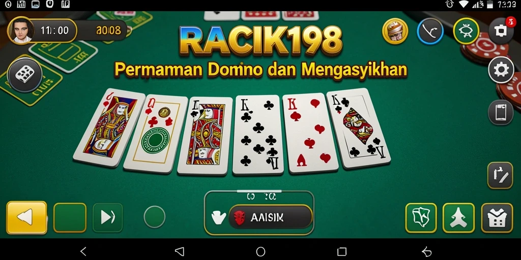 Tampilan gameplay terbaik dari RACIK198 yang menunjukkan suasana permainan Domino.