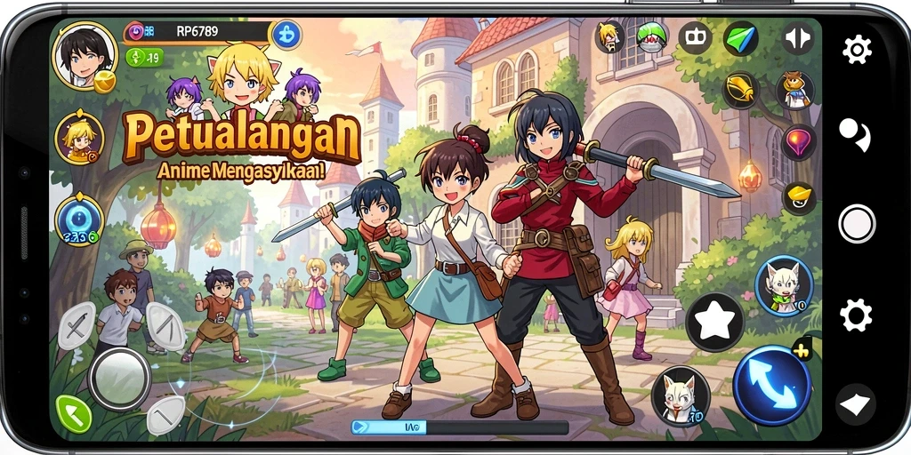 Screenshot gameplay RP6789 menampilkan pertarungan karakter Anime yang seru.