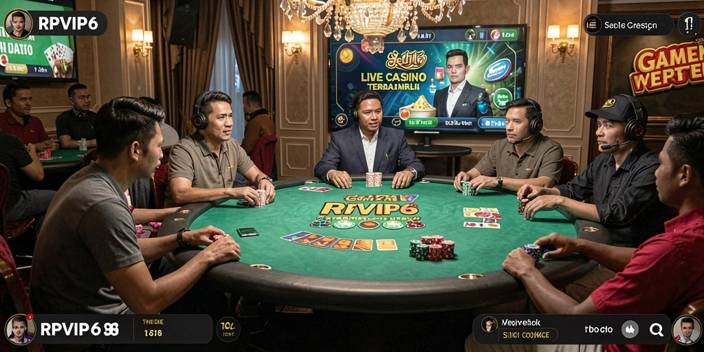 Tampilan gameplay RPVIP6 dengan dealer langsung di Live Casino.