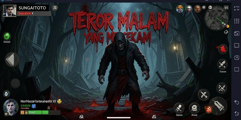 Screenshot SUNGAITOTO menampilkan suasana mencekam dengan karakter di antara bayangan gelap.