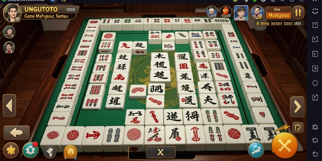 Tampilan utama gameplay Mahjong UNGUTOTO yang menarik.