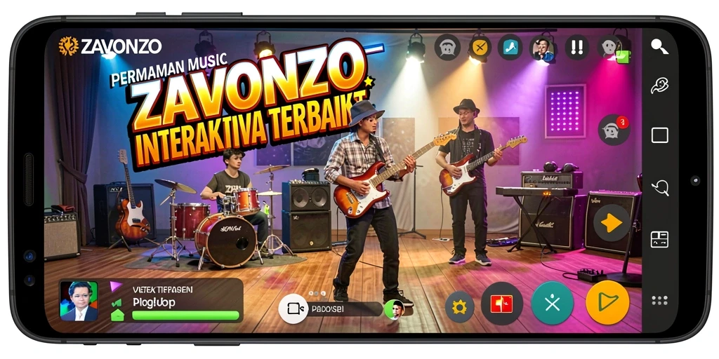 Tampilan screenshot gameplay ZAVONZO yang menampilkan momen seru permainan musik.